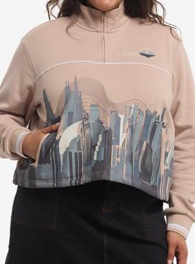 Her Universe DC Comics Supergirl Krypton Cityscape Cropped Plus Size Quarter-Zip Crewneck Her Universe Exclusive, , hi-res